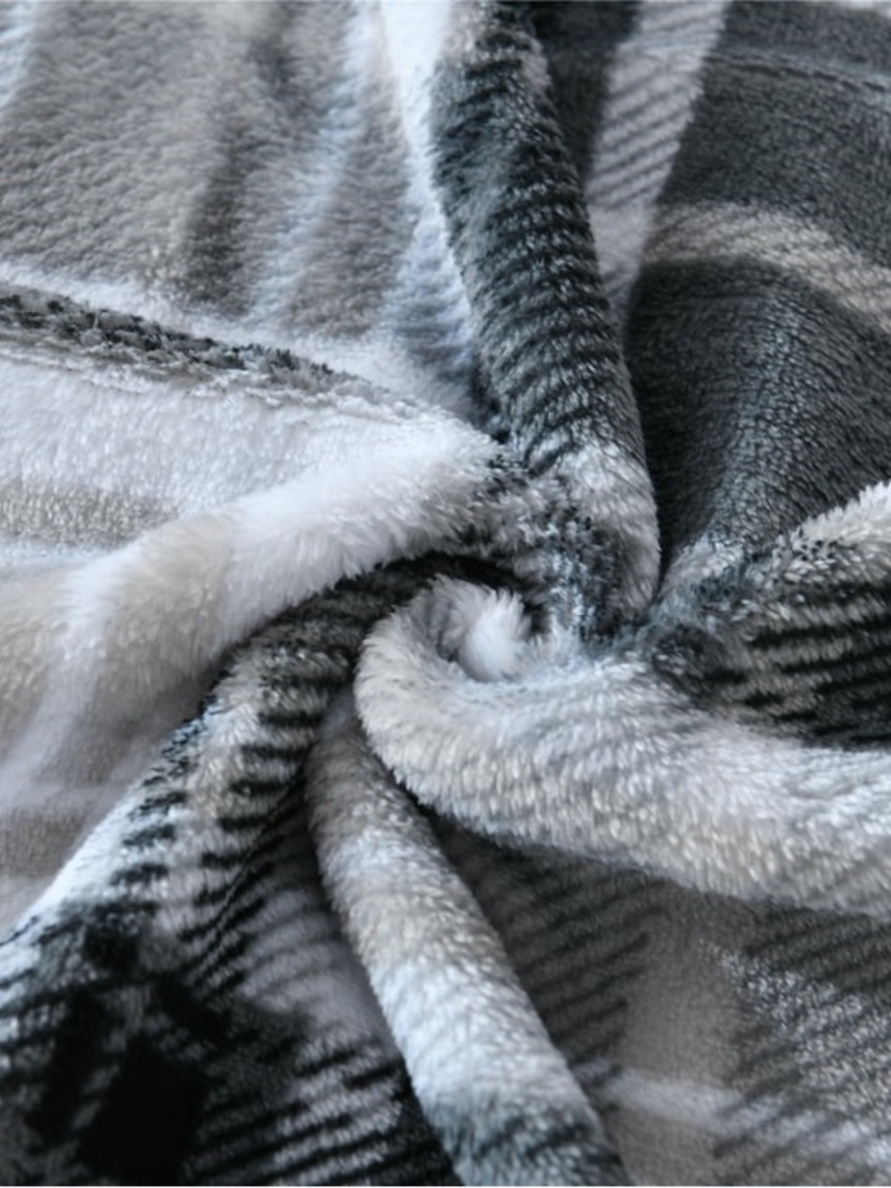 Soft Plush Grey Plaid Throw Blanket - Picture 4 of 5